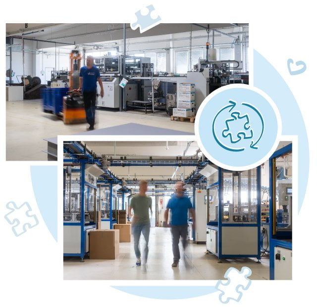 Palapelit valmistetaan modernissa tuotantolaitoksessa, jossa käytämme vihreää sähköä